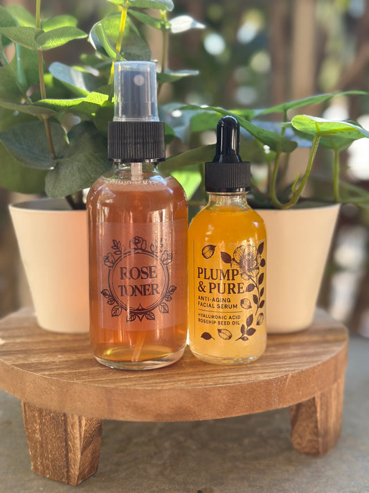 Beauty Bundle - 4 oz Rose Petal Face Toner & 2 oz Rose Petal Face Serum